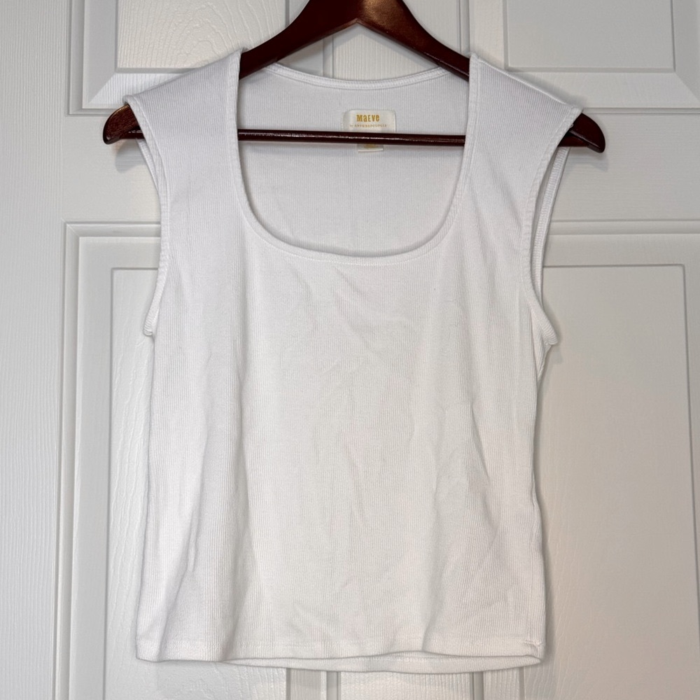 Maeve by Anthropologie White Sleeveless Top